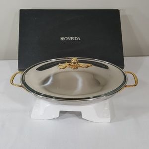 ONEIDA STAINLESS SERVING DISH JAPAN 90S OVEN PROOF